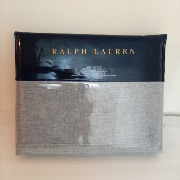 Ralph Lauren Queen Cary Oakview Flat Sheet Essex Blue MSRP $145 - Picture 2 of 10